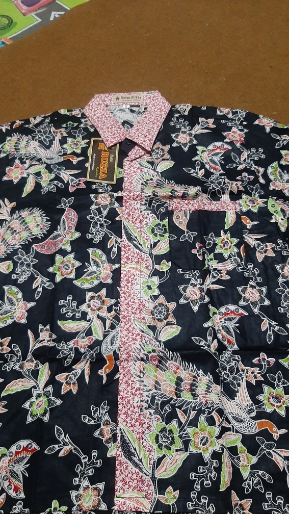 Ruzza Batik Couple Motif Phoenix Pink Merak Kupu Hitam Manis Seragam Keluarga