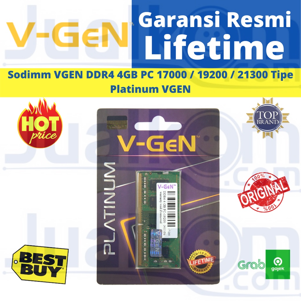 VGEN SODIMM DDR4 4GB PC 17000 19200 21300 V-GEN TIPE PLATINUM V GEN