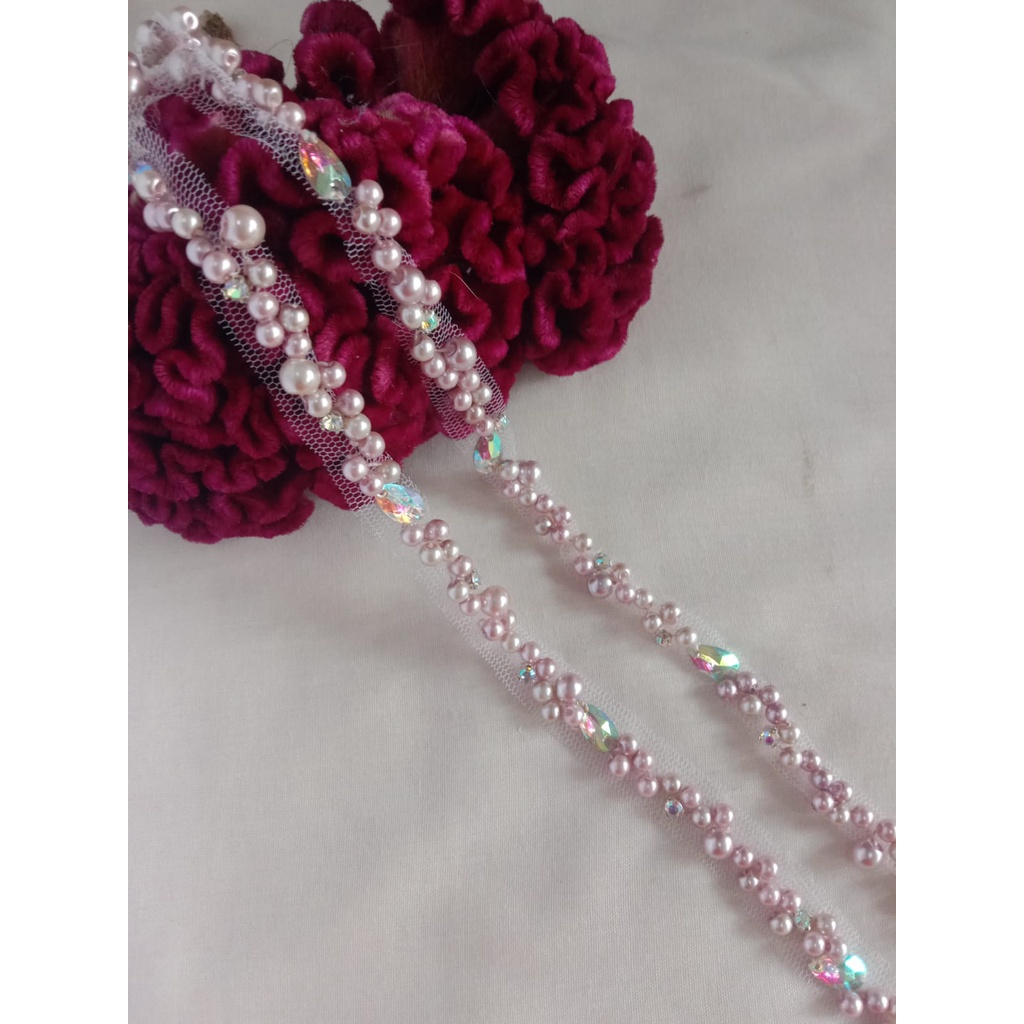 Per 10 Cm Hiasan Kebaya Untaian Manik Untuk Pinggang & Dada, Rangkaian Manik Hiasan Dada & Pinggang