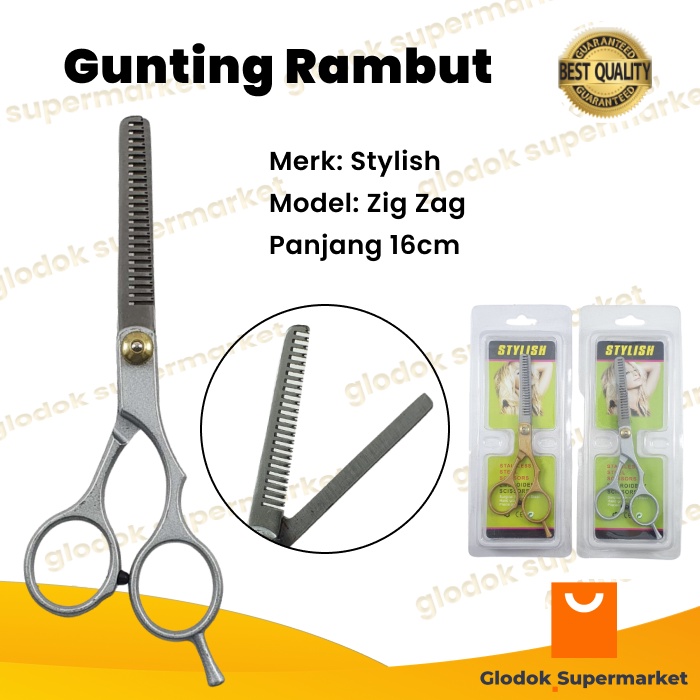 Gunting Rambut Sasak Zig Zag Besi Stylish Grooming Trimming Penipis Zik Zak Gerigi Stainless Steel