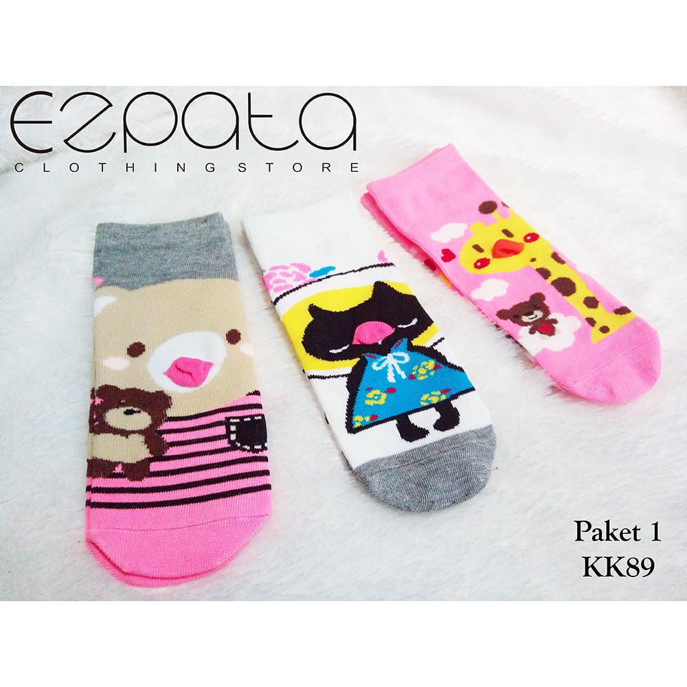 Kaos Kaos Kaki Motif 3D Remaja Karakter Lucu Pendek Korea Unik Kekinian