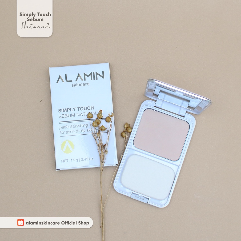 Alamin Simply Touch Sebum Natural | Bedak Padat/Natural/Compact/Anti Sebum/Bekas Jerawat  |