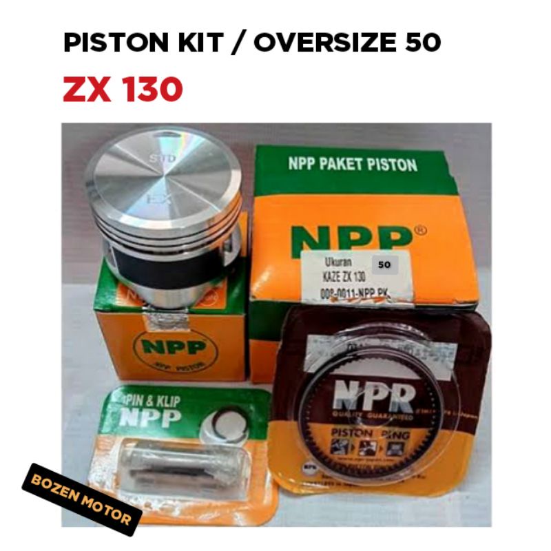 Piston Kit ZX 130 / Oversize 50 / 1 Set / Seher Ring Pin Klip / Os Ukuran ZX130 NPP Kawasaki Kaze