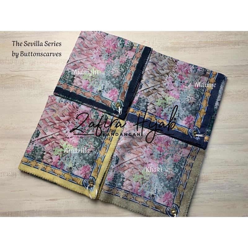 READY  The Sevilla Series by Buttonscarves SIAP KIRIM Midnight, Khaki, Marine, Amarilla, Dulce, Milk