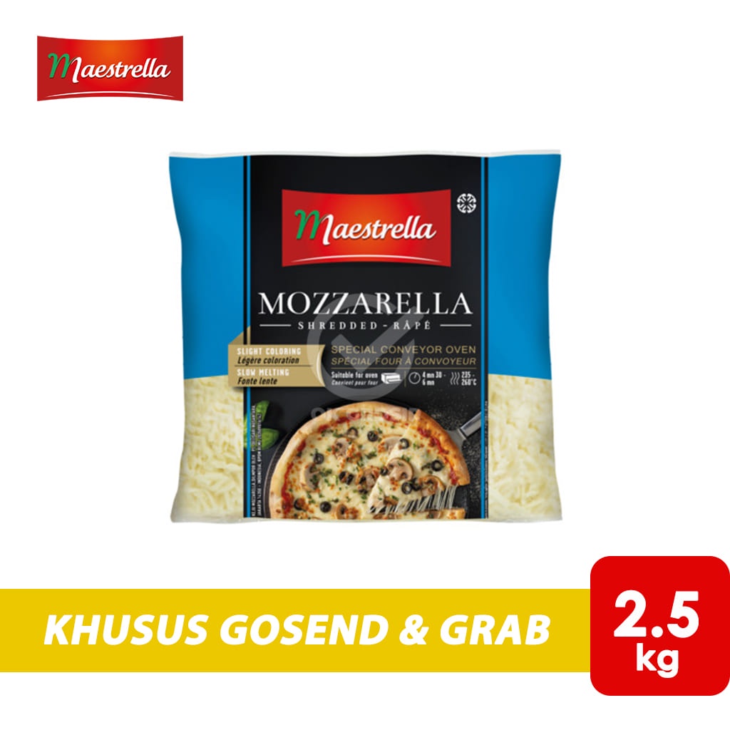 

Maestrella Keju Mozzarella Shredded Rape (Kemasan Ori 2.5 Kg) KHUSUS INSTANT