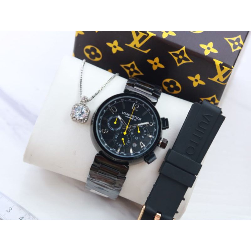 Jam Tangan pria Sporty Lv CH-5534M Chrono Aktif TL Rantai Free Box & Kalung Bisa Bayar tempat