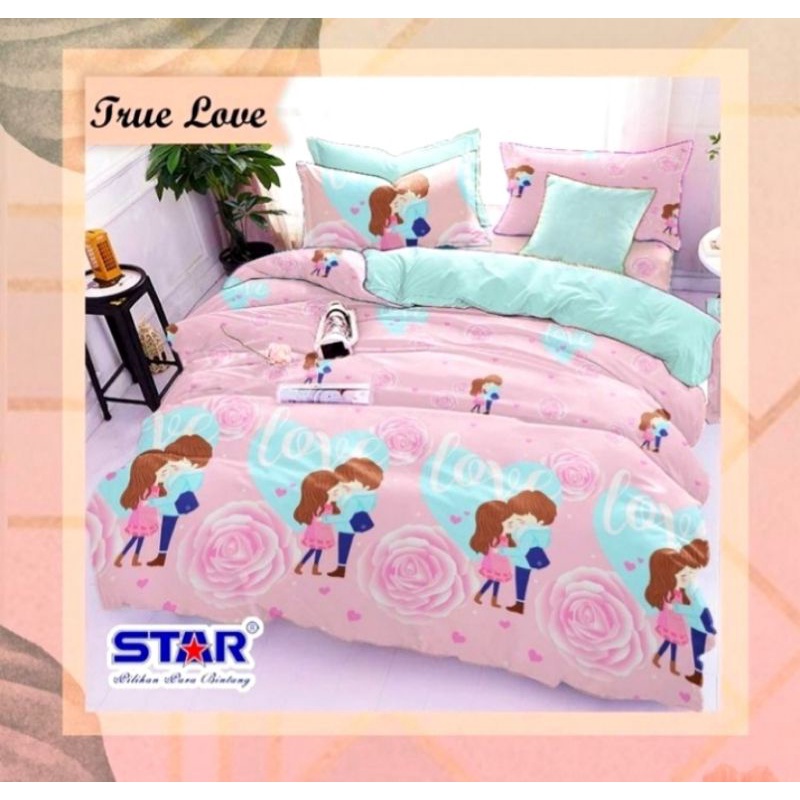 ✨RUMAH SPREI MEDAN✨ ✔BEST‼ SPREI MERID KATUN STAR PINK TRUE LOVE/SPREI PENGANTIN COUPLE PINK