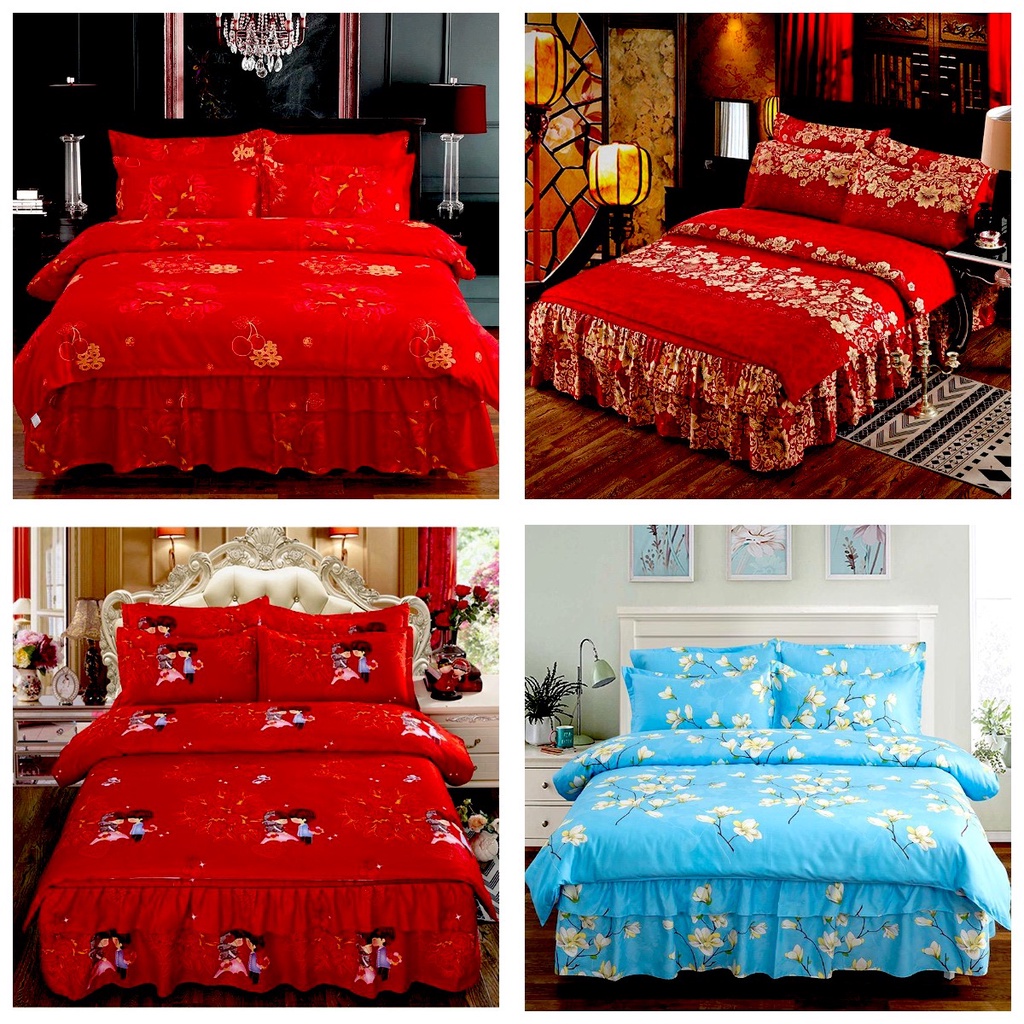 Sprei Rumbai Plus Sarung Bed Cover Hantaran Pernikahan Mewah dan Aesthetic Motif UK 180X200
