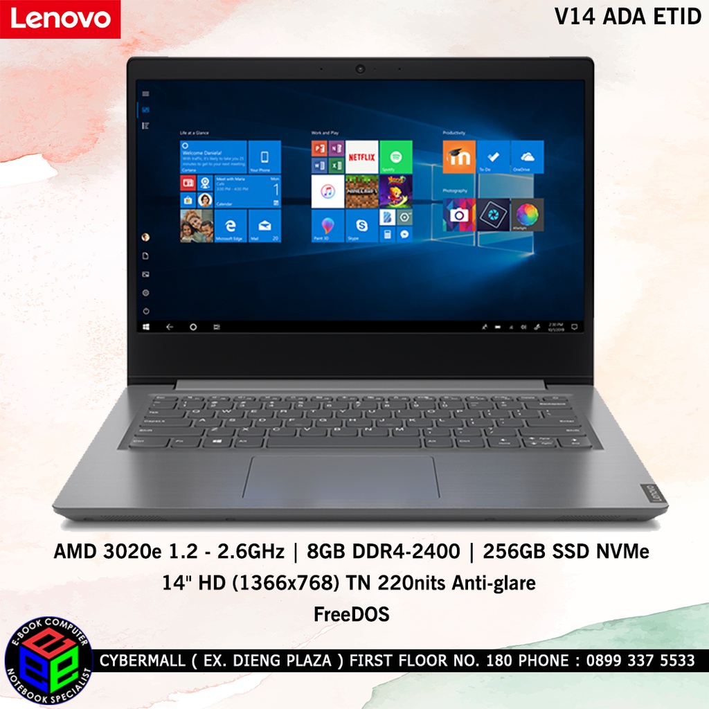 Lenovo V14 ADA ETID AMD 3020e 8GB 256SSD AMD R3 14"HD DOS