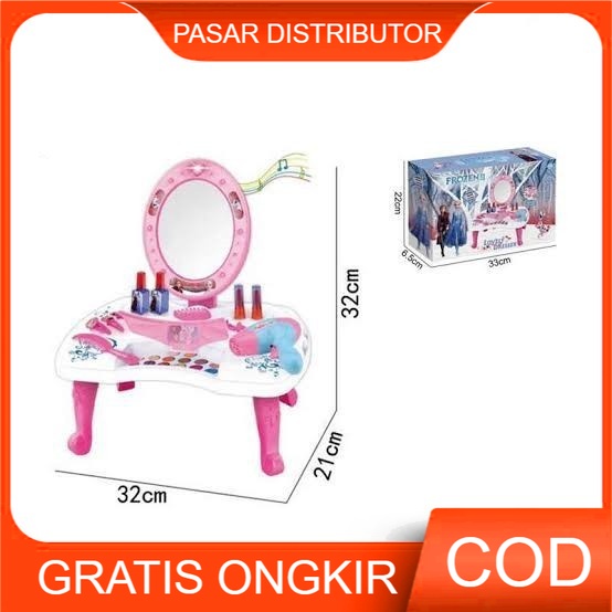 Mainan Dandan Koper Lipat Dresser Table Toys Meja Rias Make Up Frozen Mainan Anak