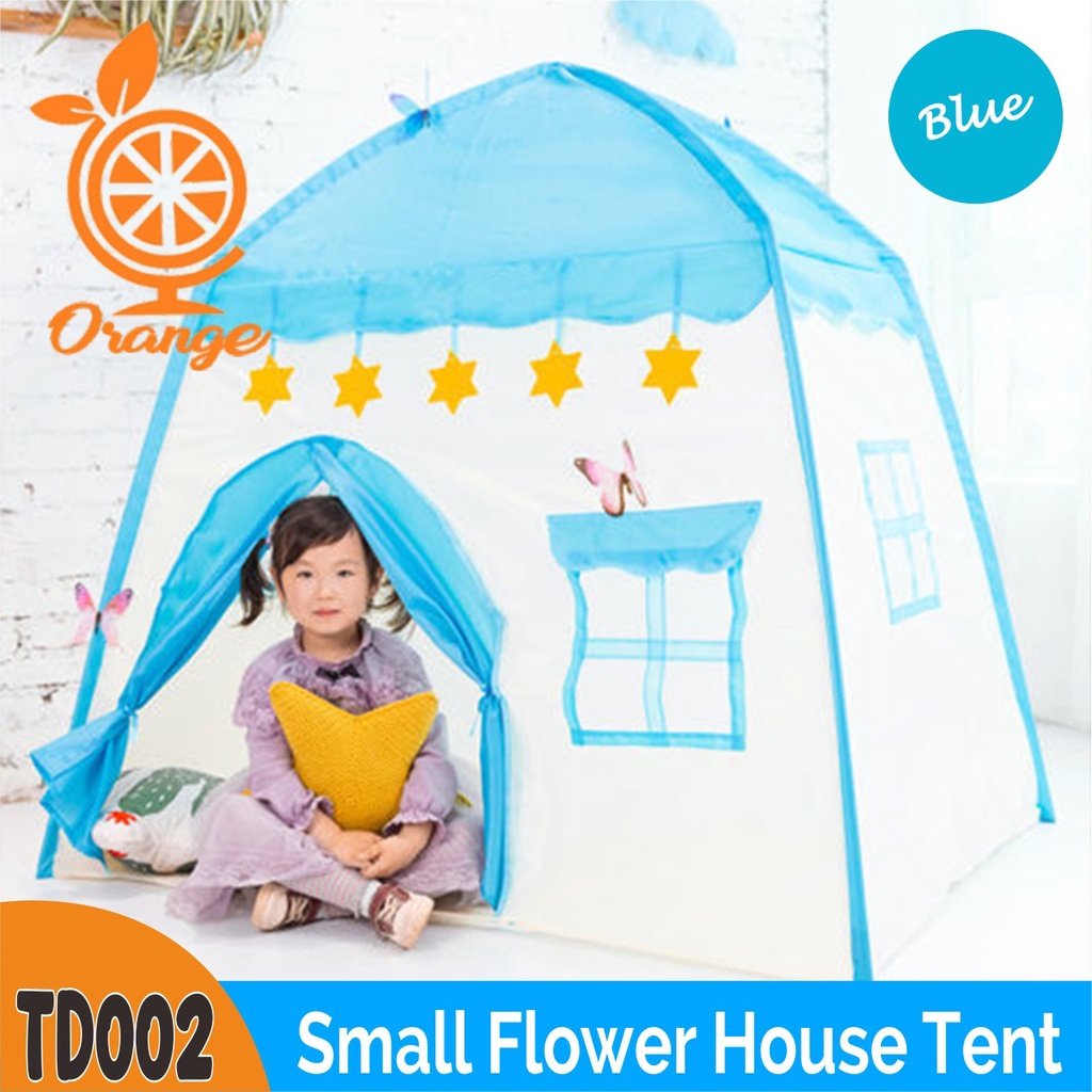 Tenda Bermain Princess Castle Outdoor Biru dan Pink Tenda Anak Model Rumah -Wonderdekorasi