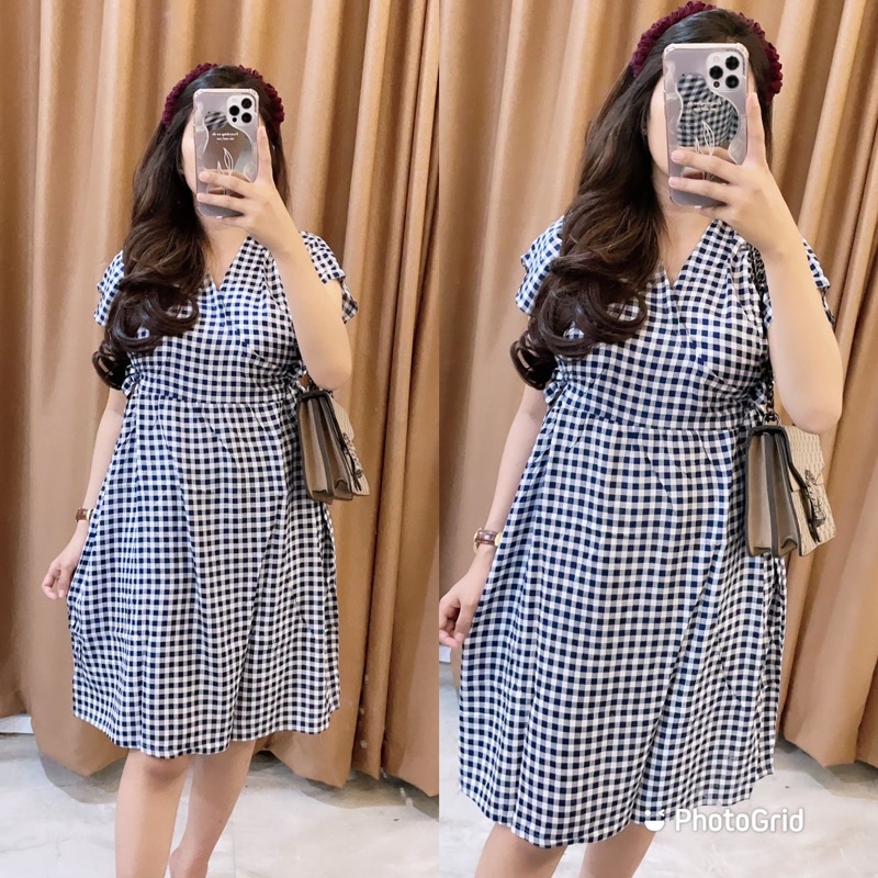 Baju tidur Daster kekinian kimono busui frendly bahan rayon adem-KOTAK BIRU