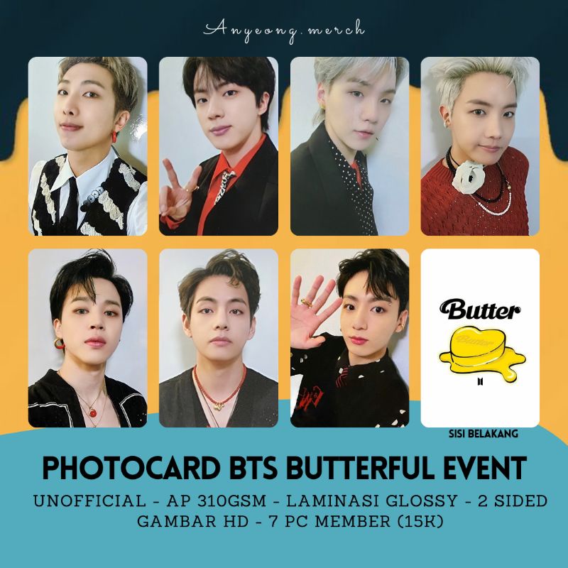 (COD) PHOTOCARD BTS BUTTERFUL EVENT - UNOFFIAL GLOSSY 2 SISI AP310 TEBAL
