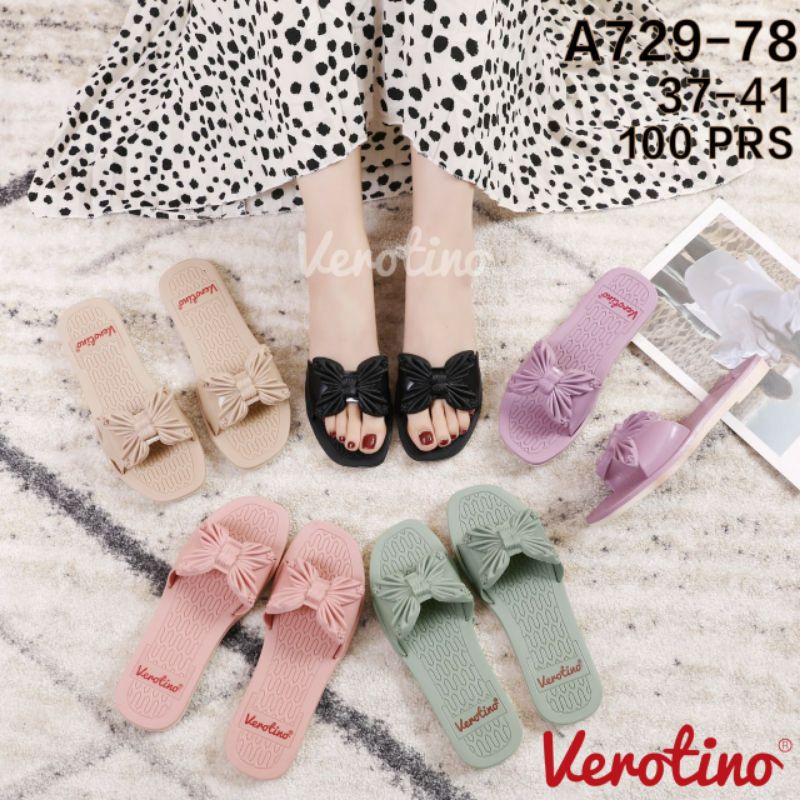 Sandal Slop Jelly Teplek Wanita Verotino Terbaru A729