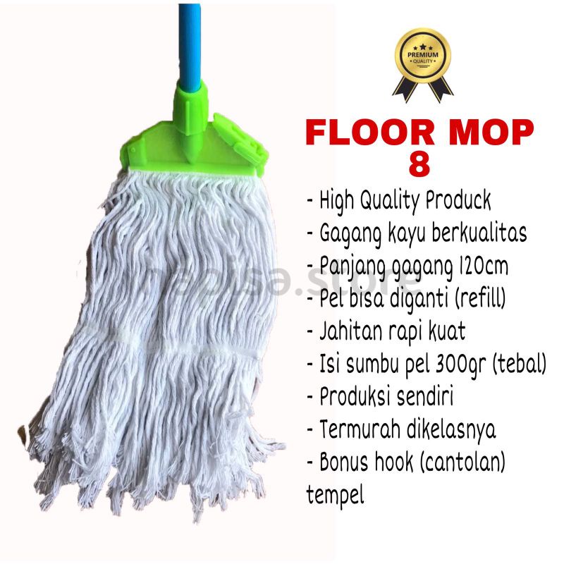 PEL LANTAI SUMBU GAGANG PANJANG|KAIN PEL BENANG|REFILL PEL LANTAI GAGANG KAYU|MOP PEL LANTAI