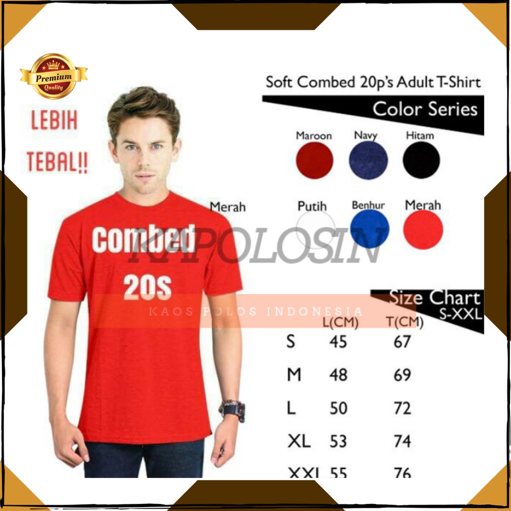 Jual Kaos Polos Lengan Pendek SoftCombed 20s | Shopee Indonesia