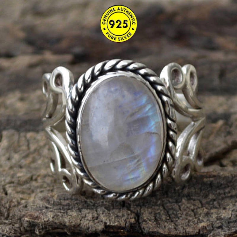 Cincin Silver 925 Dengan Batu Moonstone Untuk Wanita