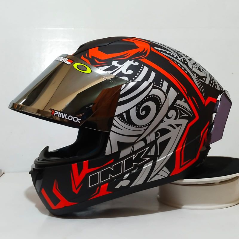 HELM INK CL-MAX PAKET GANTENG VISOR IRIDIUM (include visor ori)-#8 black/red doft