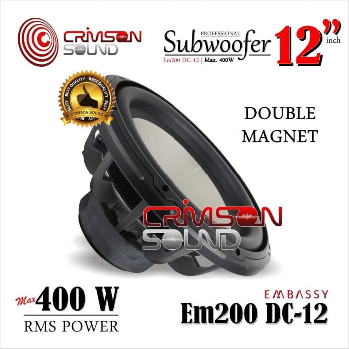 SUBWOOFER 12 INCH DOUBLE MAGNET EMBASSY EM200 DC-12