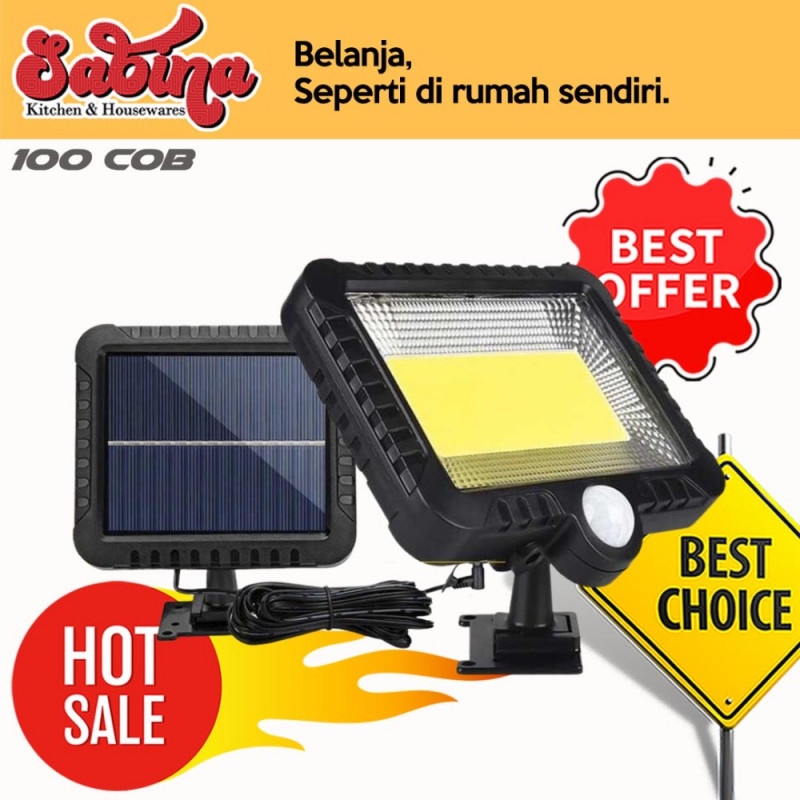 Lampu Solar LED 100COB Sensor Gerak Weatherproof Outdoor Jalan 1200mAh