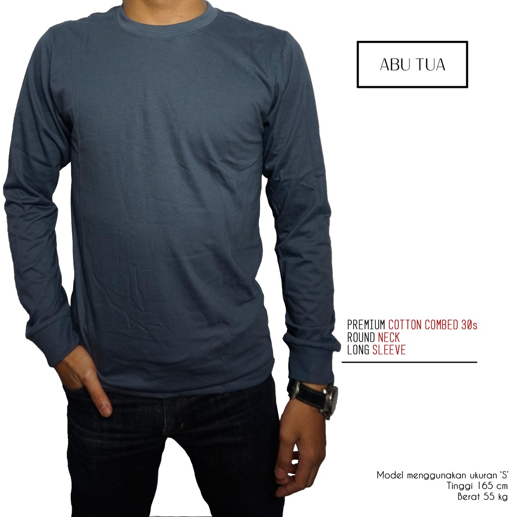 Naga Clothing Baju Kaos Polos ABU TUA Lengan Panjang 100 Naga Clothing Baju Kaos Polos ABU TUA Lengan Panjang 100