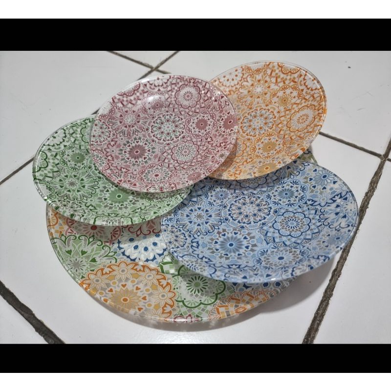 (Brighton) Colourful Mix Decor Plate Set Flower Bunga Piring Multicolor 5 Pcs