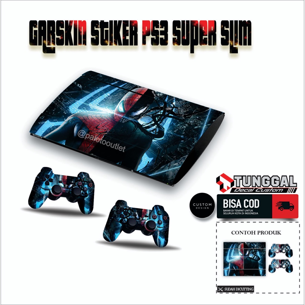 Garskin stiker ps3 super slim ps3 fat ps3 slim full body desain bisa request