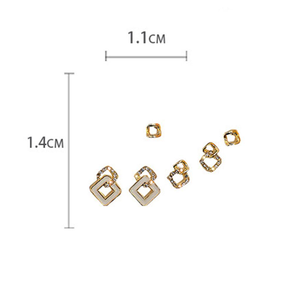 Mxbeauty Women Stud Earrings 6pcs/Set Temperamen Kepribadian Bersinar Berlian Imitasi Gadis Anting Set