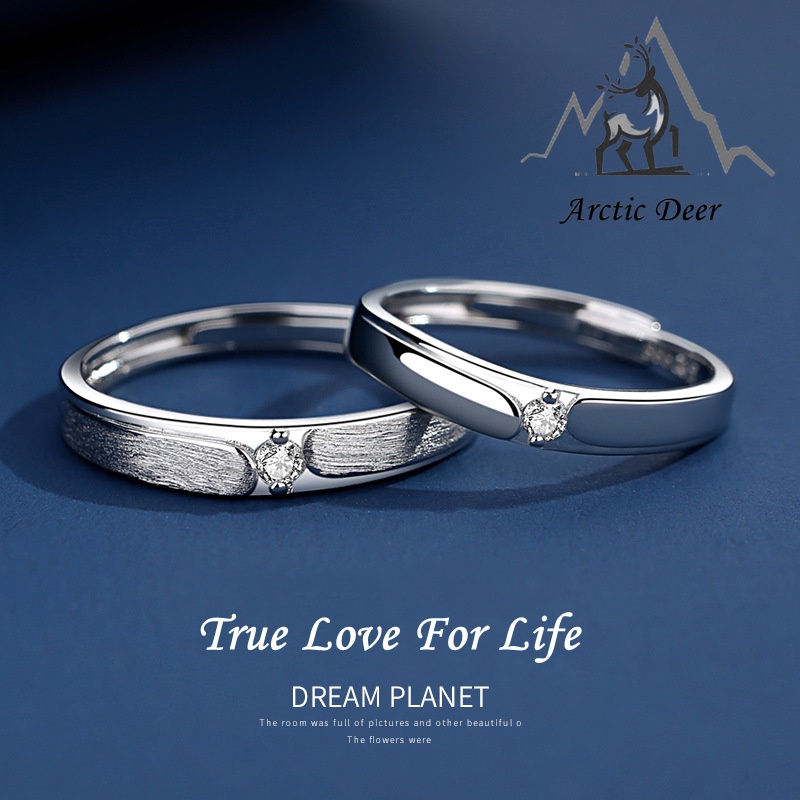 Cincin couple Sterling silver S999-True love for life incin Pasangan cincin fashion  perak asli S999 Original Arctic Deer