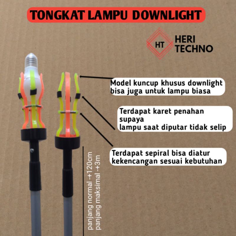 HERITECHNO TONGKAT PENGGANTI LAMPU DOWNLIGHT STIK LAMPU STICK LAM BOHLAM LISTRIK