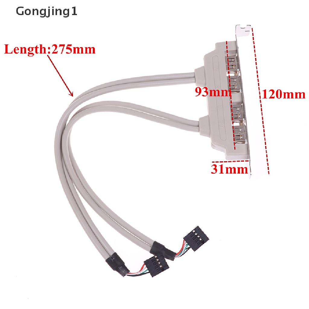 Gongjing1 Kabel Extension 4 Port USB 2.0 Ke 9 Pin Untuk Panel PC