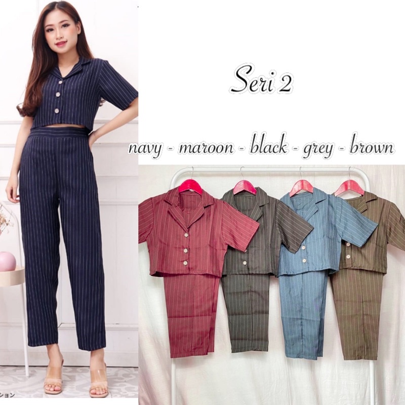 EFRIE SET | FASHION WANITA | SETELAN ATASAN CELANA PANJANG | SETELAN KOTAK | PLAID SET-2
