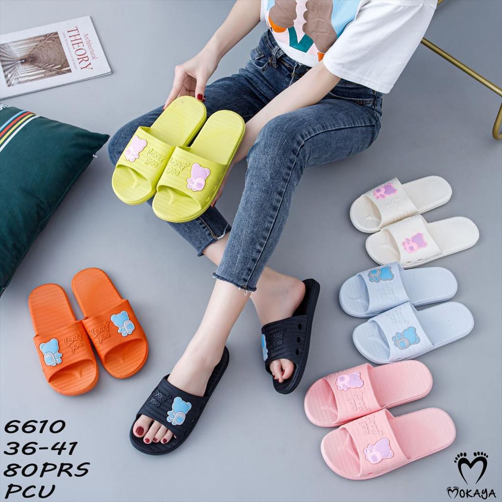 Sandal Slop Jelly Korea Wanita Ban Bear Ransel Love You Cantik Lucu Kekinian Import Mokaya / Size 36-41 (6610)