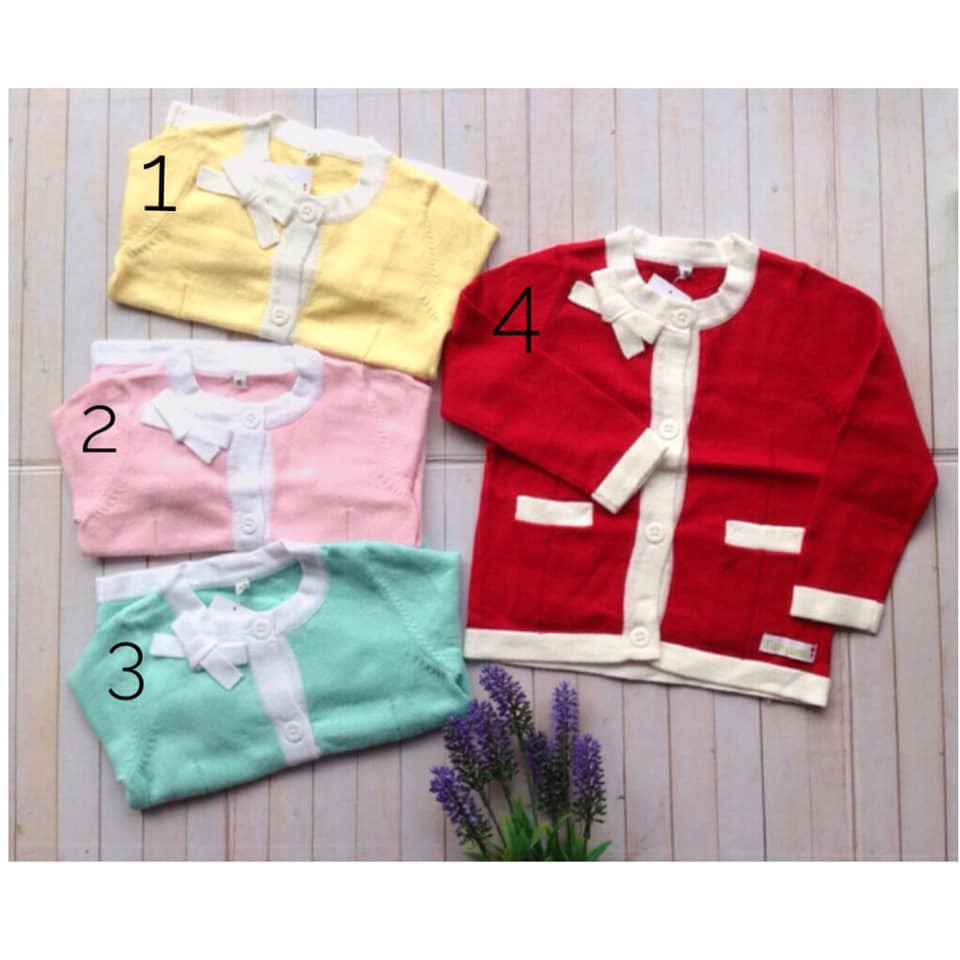 TOMOMI Cardigan dan Topi anak dan bayi Channel Bow SML