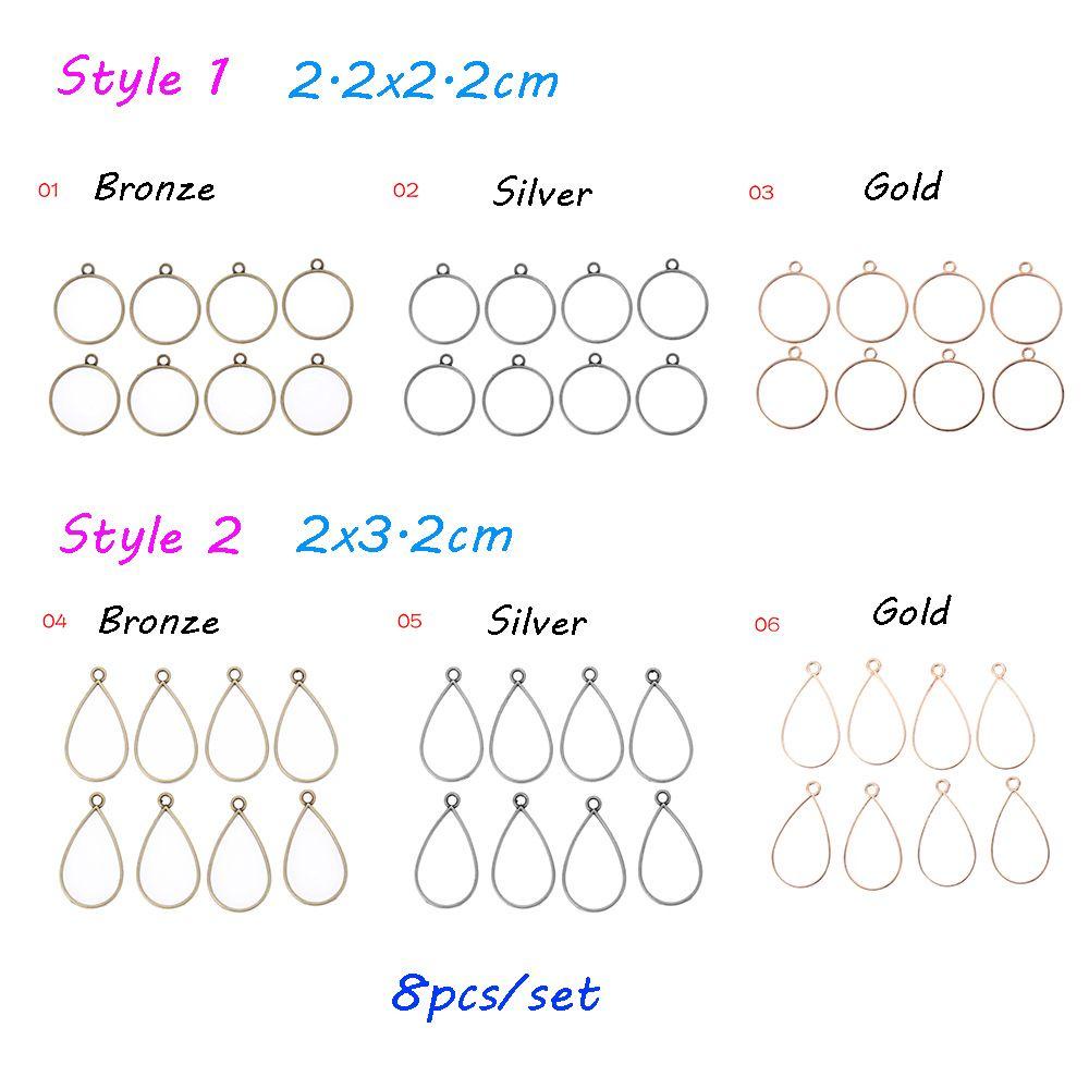 Lily 8Pcs Liontin Bingkai Kalung Fashion Membuat Perhiasan Bulat Cabochon Geometris