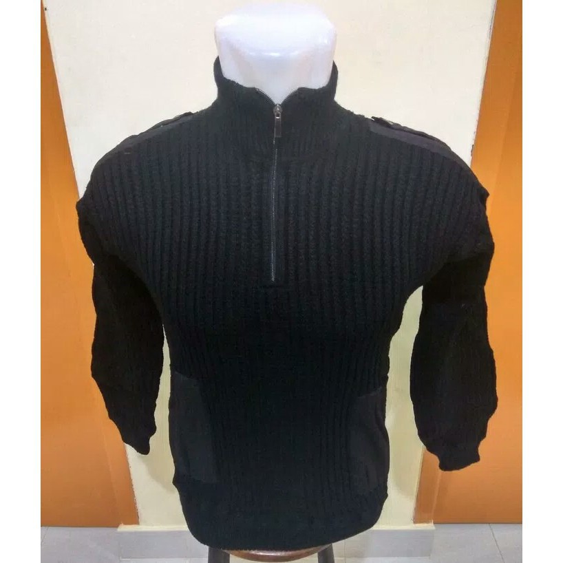 AM Sweater Hitam Brimob POLRI Tactical Sweater Rajut Hitam