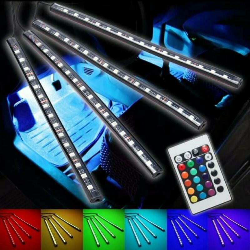 LAMPU LED RGB REMOTE MODIFIKASI INTERIOR MOBIL PREMIUM, MURAH DAN KEREN