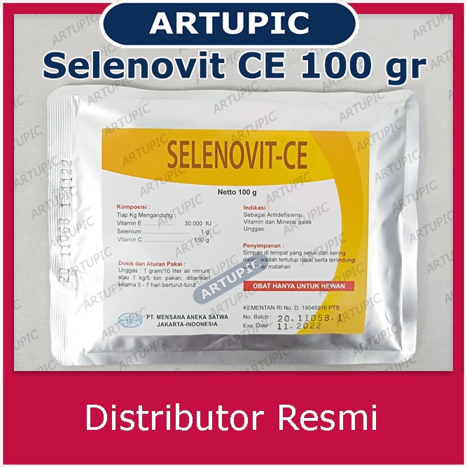 Selenovit CE 100 gram Vitamin Mineral Ayam Unggas Selenium Vit C Vit E Antioksidan Sistem Imun