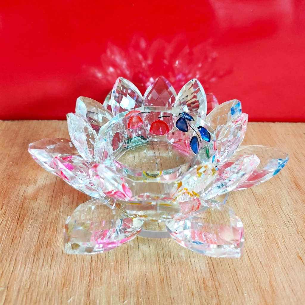 Tempat lilin tealight lilin tablet dekorasi kristal warna warni 1 pcs