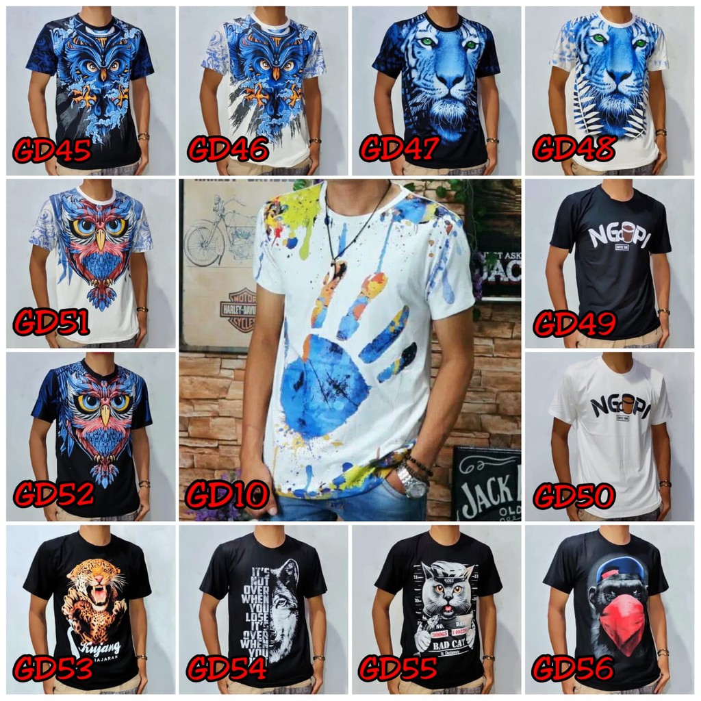 KAOS GROSIR   GD Baju  Printing Burung Hantu Tshirt Pakaian  