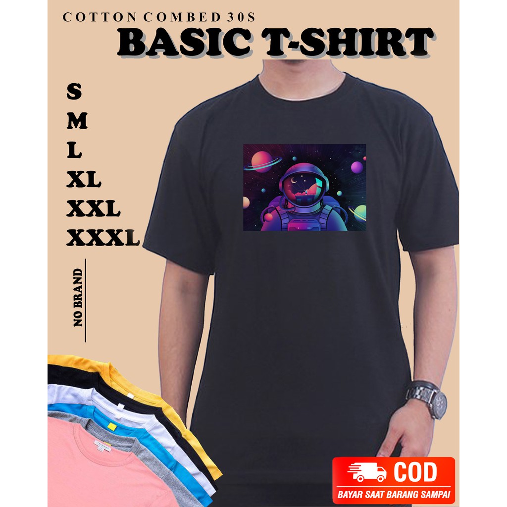 Baju Astronot Tribe Nasa Original Combed 30s -  Kaos Pakaian Atasan Pria Dan Wanita Unisex