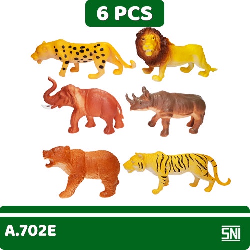 Mainan Hewan Karet/ Happy Animal World 6PCS/ Mini Figure Hewan 702