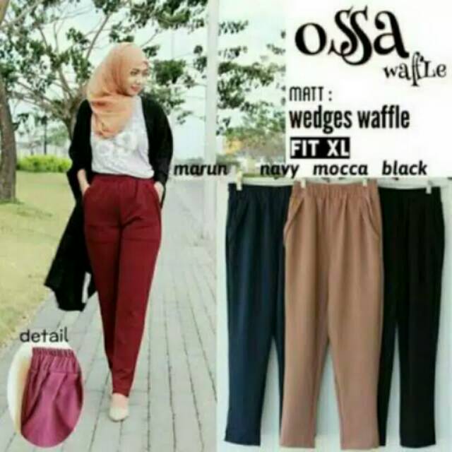 Celana panjang wanita celana jumbo melar streeth jient pants celana panjang hitam