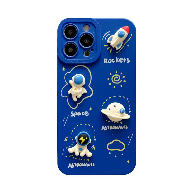 3D Biru Astronot Pola Casing Ponsel OPPO Reno5 5pro Reno6 F17 PRO F9 A92 F11 BlxA