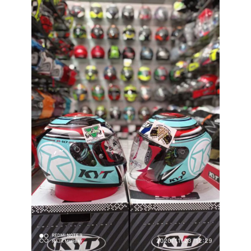 KYT HELM COUPLE KYT R10 MOTIF AQUA.+ KYT KYOTO MOTIF AQUA