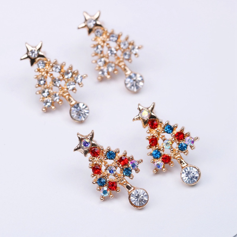 Anting Dangle Desain Kartun Snowman Snowflake Pohon Natal