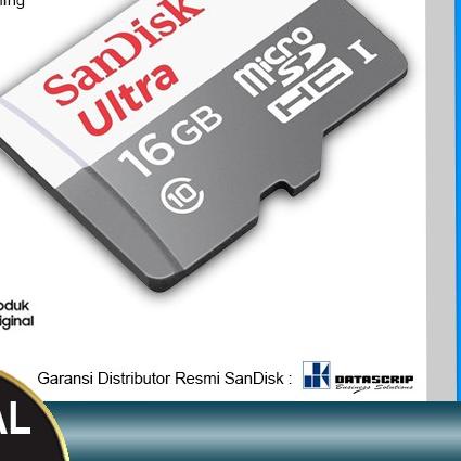 ♟ MicroSD Sandisk Ultra 16GB Class10 80Mb/s Kartu Memori Hp 16 GB SDHC ←
