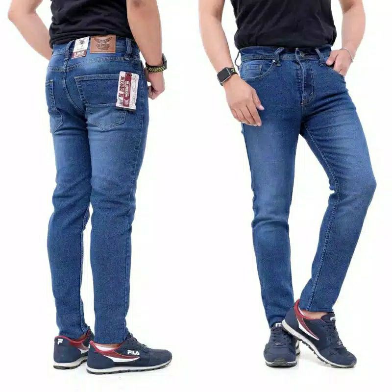 (BISA COD) CELANA JEANS PRIA SLIMFIT SKINNY BIRU DONGKER /BIOWASH HIGH QUALITY