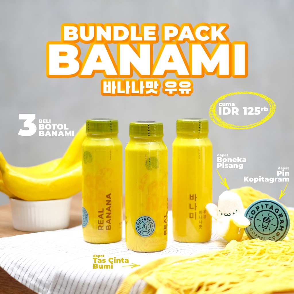 

BUNDLE PACK : Susu Pisang BANAMI 3pcs+Tas Jaring 1pcs+Boneka Mini 1pcs