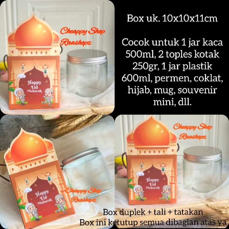 Oren Mini Box Lebaran Jar 600ml Box Lebaran Jar kaca 500ml Box Lebaran 2 toples 250gr kotak Cookies 